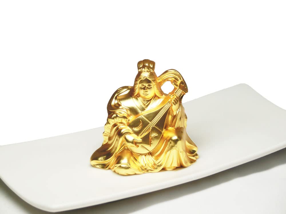 Amazon｜好運 金色 弁天像 (寿台座 ＆ 化粧箱 付) 24K 純金メッキ